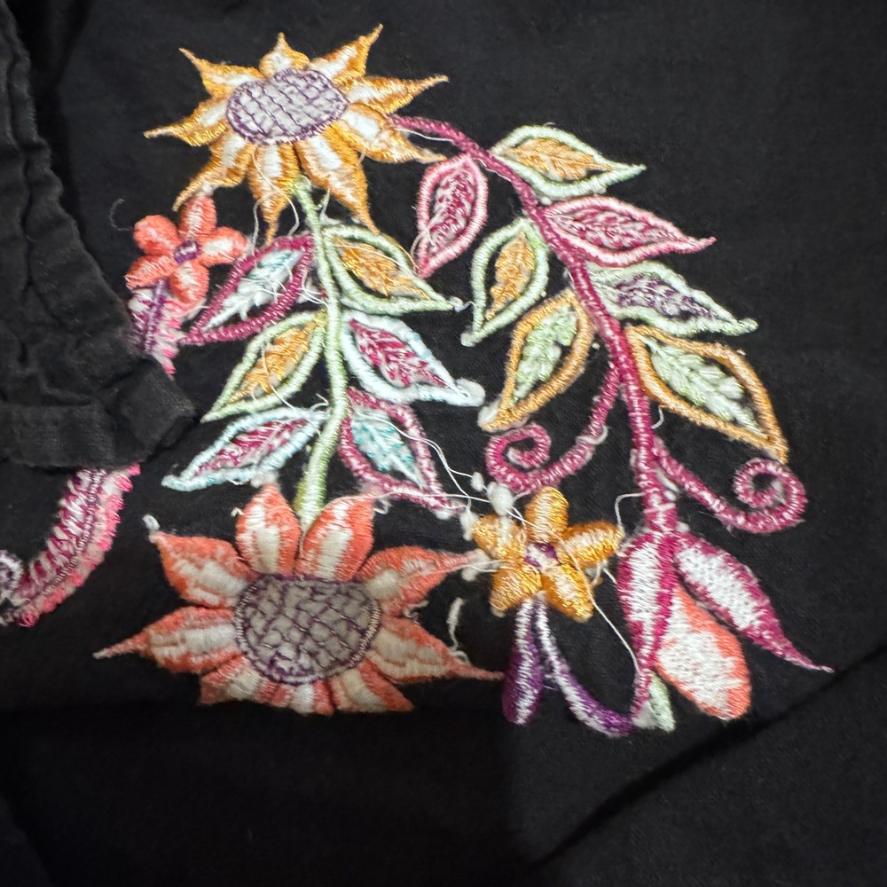 Mexican Fiesta Dress/Tunic Floral Embroidery No Sleeves Mini Dress Boho Folk Art - Picture 3 of 7